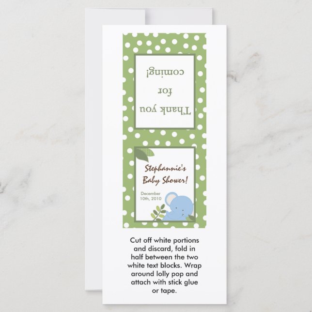 25 Lollipop Topper Safari Oerwoud Olifant Groen (Voorkant)