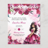 25 Magenta Roze Quinceanera Jurk Bloemenpapier Flyer (Voorkant)