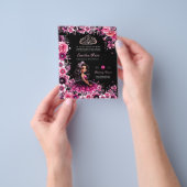 25 Magenta Roze Quinceanera Jurk Bloemenpapier Flyer (Hand)