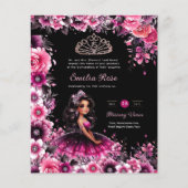 25 Magenta Roze Quinceanera Jurk Bloemenpapier Flyer (Voorkant)