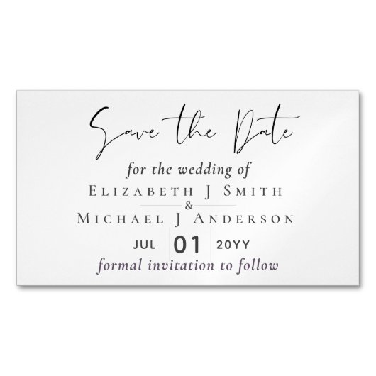 25 Magnetische Save the Dates KOOPJE! Klassiek Wit Magnetisch Visitekaartje (Voorkant)