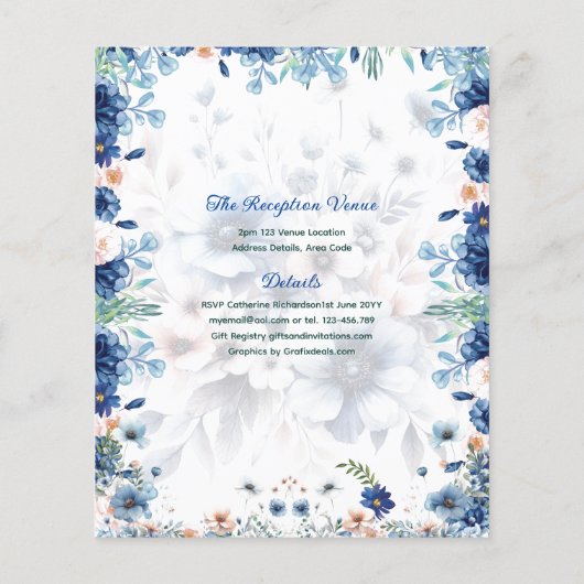 25 marineblauwe Quinceanera-jurk bloemrozen Flyer (Achterkant)