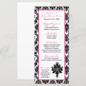 25-menkkaarten Hot-roze zwarte Damask Menu (Voorkant / Achterkant)
