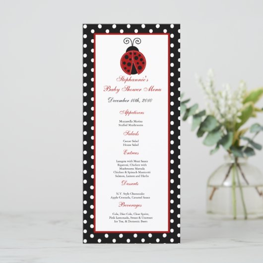 25-menkkaarten, rode ladybug menu (Staand voorkant)