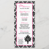 25-menkkaarten zwart, hot-roze Damaslaag afdrukken Menu (Voorkant)