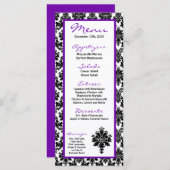 25-menkkaarten zwarte Paarse Damaslaag afdrukken Menu (Voorkant / Achterkant)