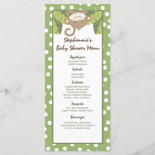 25 Menu Cards Safari Oerwoud Monkey Green