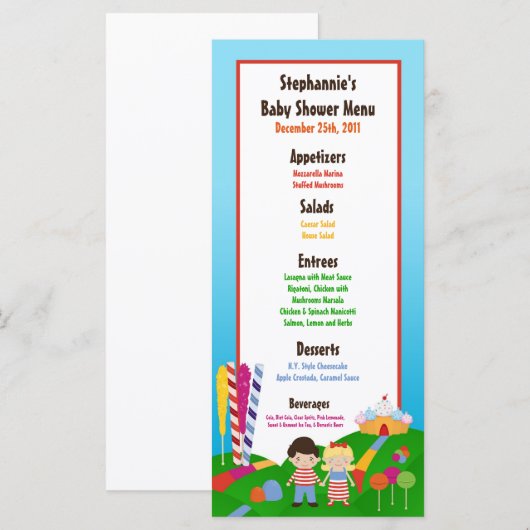 25 Menu Cards Snoep Land Ice Cream Sucker Lollipop (Voorkant / Achterkant)