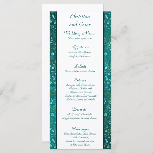 25 Menu Kaarten Arabisch Blauwgroen (Voorkant / Achterkant)