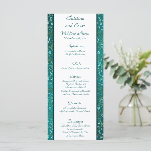 25 Menu Kaarten Arabisch Blauwgroen (Staand voorkant)