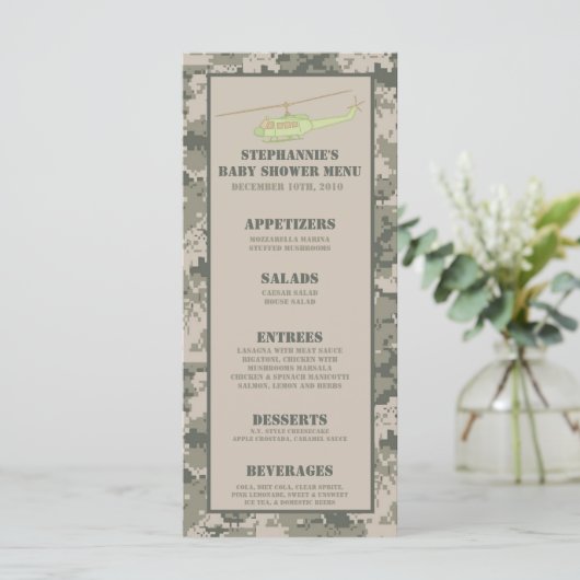 25 Menu Kaarten ARMY ACU Camoflauge Digitale Camo (Staand voorkant)