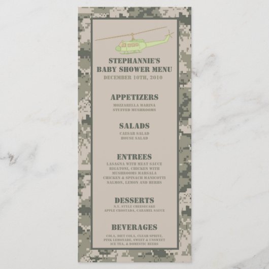 25 Menu Kaarten ARMY ACU Camoflauge Digitale Camo (Voorkant)