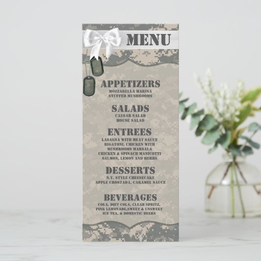 25 Menu Kaarten ARMY ACU Uniform Camo Camouflage D (Staand voorkant)