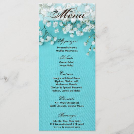 25 Menu Kaarten Babys Breath Spring Bloem Bruiloft (Voorkant)