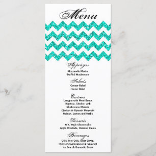 25 Menu Kaarten Blauwgroen Glitter Chevron Zig Zag