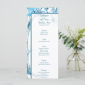 25 Menu Kaarten Blue Tree / Sneeuwvlokken (Staand voorkant)