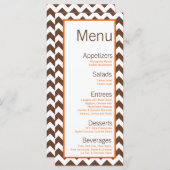 25 Menu Kaarten Bruin Sinaasappel Chevron Naam Foc (Voorkant / Achterkant)