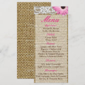 25 Menu Kaarten Burlap Kant Roze Daisy Flower (Voorkant / Achterkant)