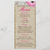 25 Menu Kaarten Burlap Kant Roze Daisy Flower (Voorkant)