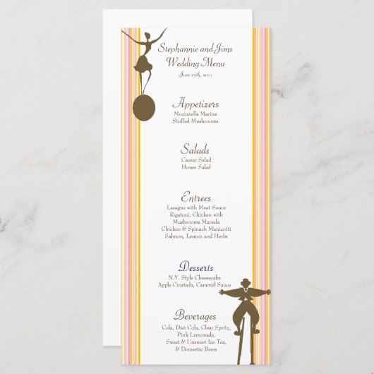 25 Menu Kaarten Carnaval (Voorkant / Achterkant)