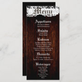 25 Menu Kaarten Country Dark Barn Wood Lace (Voorkant / Achterkant)