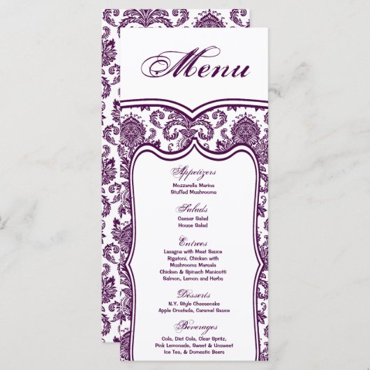 25 Menu Kaarten Damask Lace Print Pattern Fabric (Voorkant / Achterkant)