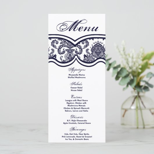 25 Menu Kaarten Damask Lace Print Pattern Fabric (Staand voorkant)