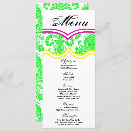 25 Menu Kaarten Damask Lace Print Pattern Fabric (Voorkant / Achterkant)