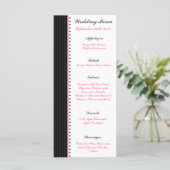 25 Menu Kaarten Damask/Stripes Roze Kroon Zwart Ro (Staand voorkant)