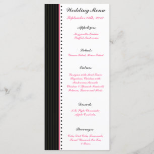 25 Menu Kaarten Damask/Stripes Roze Kroon Zwart Ro