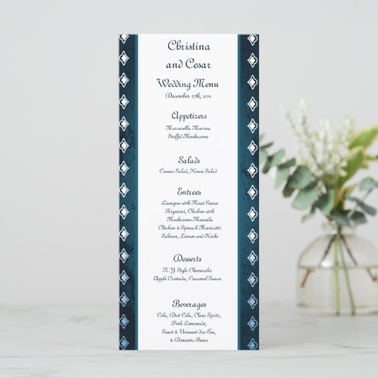 25 Menu Kaarten Deep Moroccan Blue (Staand voorkant)