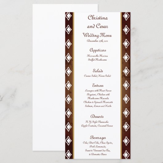 25 Menu Kaarten Deep Moroccan Brown (Voorkant / Achterkant)