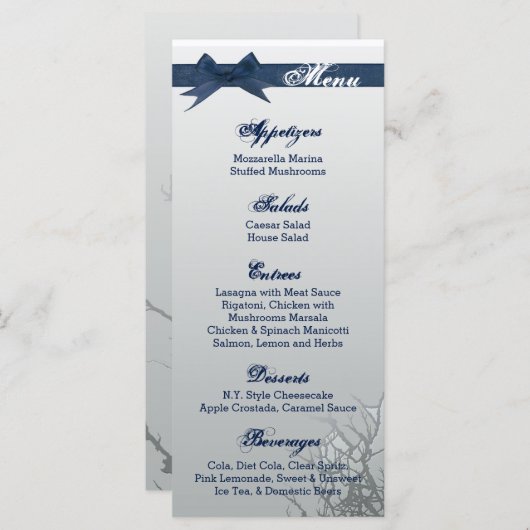 25 Menu Kaarten Frosted Glass Cracked Mirror Tree (Voorkant / Achterkant)