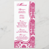 25 Menu Kaarten Fusia White Damask Lace Print Patt (Voorkant)