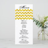25 Menu Kaarten Gele Glitter Chevron Zig Zag Afdru (Staand voorkant)
