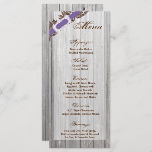 25 Menu Kaarten Gescheurde Schuur Hout Wit Wash Ru (Voorkant / Achterkant)