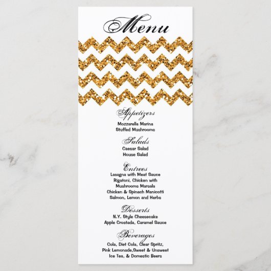 25 Menu Kaarten Gouden Glitter Chevron Zig Zag Afd (Voorkant)
