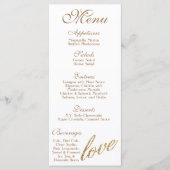 25 Menu Kaarten Goudfolie Glitter Liefde (Voorkant)