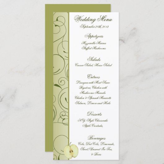 25 Menu Kaarten Groene appel wervelt fruit (Voorkant / Achterkant)