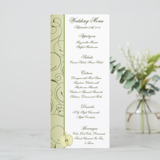 25 Menu Kaarten Groene appel wervelt fruit (Staand voorkant)