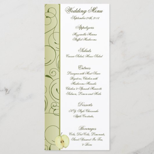 25 Menu Kaarten Groene appel wervelt fruit (Voorkant)