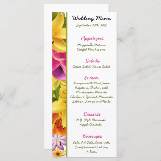 25 Menu Kaarten Hawaïaanse Kleurrijke Exotische Bl (Voorkant / Achterkant)