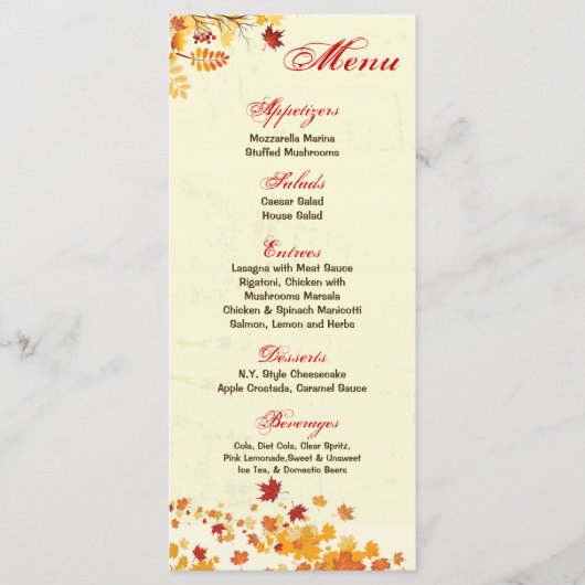 25 Menu Kaarten Herfst Breeze Autumn Leaves Foliag (Voorkant)