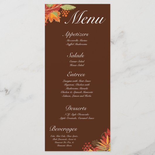 25 Menu Kaarten Herfstbladeren Herfst Bloemenblad (Voorkant)