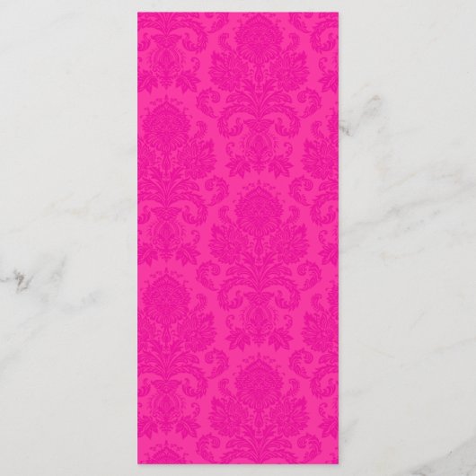 25 Menu Kaarten Hot Pink Black Damask Kant Print (Achterkant)