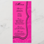 25 Menu Kaarten Hot Pink Black Damask Kant Print (Voorkant)