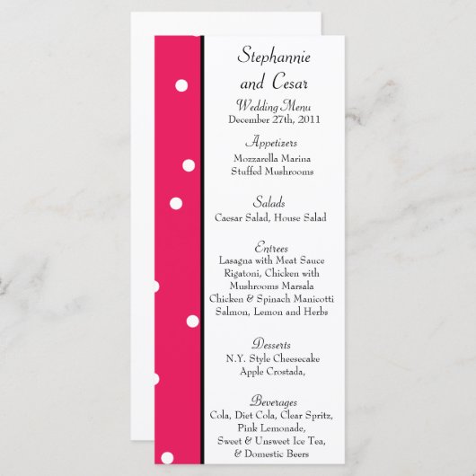 25 Menu Kaarten Hot Pink/Black Giraffe Liefde (Voorkant / Achterkant)