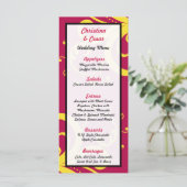 25 Menu Kaarten Hot Pink/Yellow Swirls Stippen (Staand voorkant)