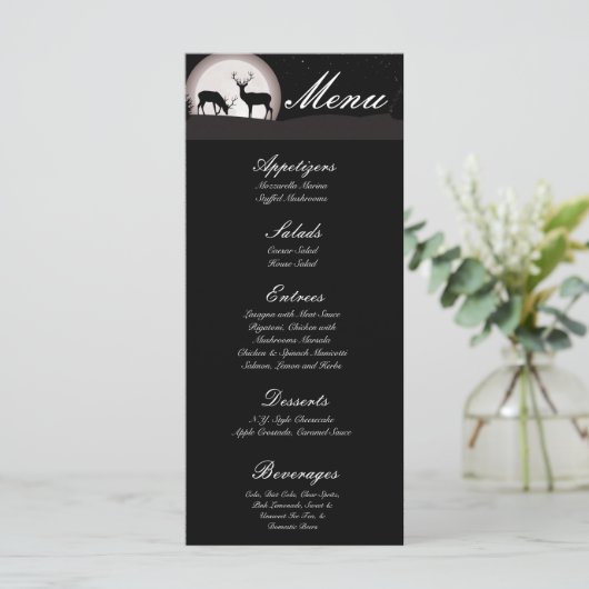 25 Menu Kaarten Hunters Moon Deer Buck Doe (Staand voorkant)