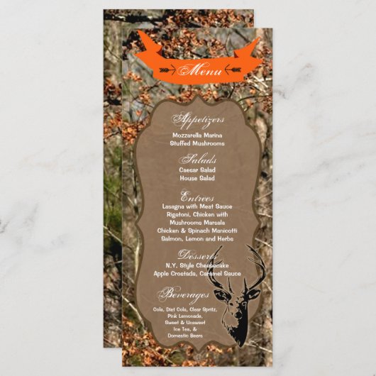 25 Menu Kaarten Jagen Herten Buck Head Camo (Voorkant / Achterkant)